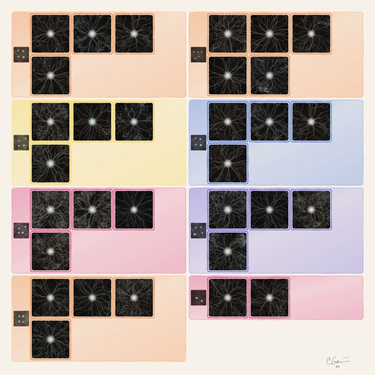 Black-and-white gallery composition from the Love in the Cloud visual song cycle